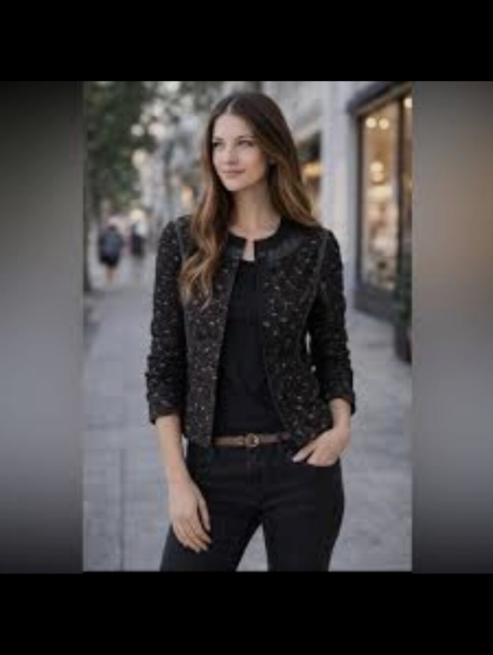 Diane Von Furstenberg Maya Black Lace Overlay Jacket with Leather Trim Size 2 - Picture 10 of 10